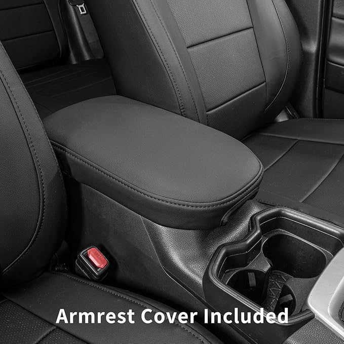 coverdream 2026 Rav4 Seat Covers Custom Fit for 2026 Toyota Rav4 Hybrid (Woodland/Limited) SUV,Full Set Luxury Waterproof Leather Car Seat Protector Black/Grey