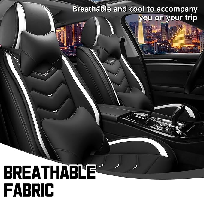 CTDS Car Seat Covers for Mazda CX-5 CX-3 CX-7 CX-9 CX-50 CX-30 CX-70 CX-90 2007-2026, Stylish Sport Seat Cover, Premium Nappa Leather Car Seat Cover.(Luxury 2 Seats/Black White)