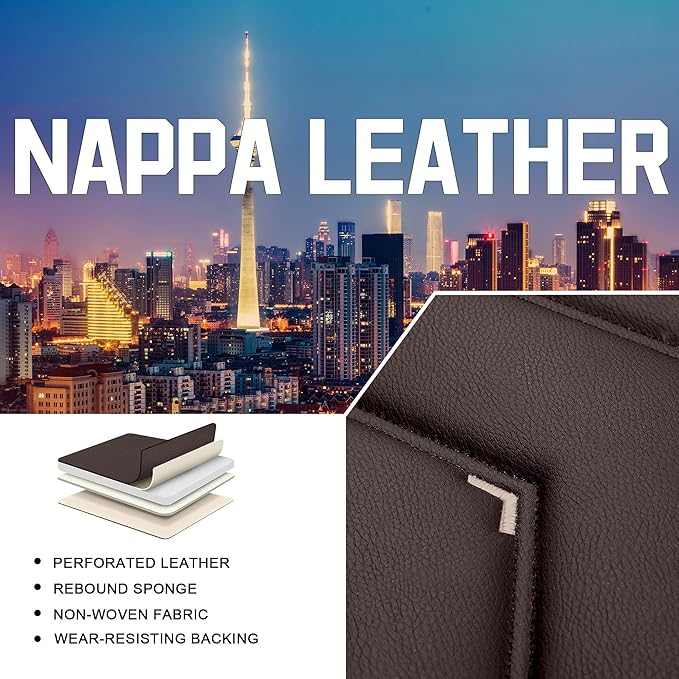 CTDS Car Seat Covers for Chevy Malibu 2000-2026, Stylish Sport Seat Cover, Premium Nappa Leather Car Seat Cover. Automobile Seat Covers Sets.(Luxury 2 Seats/Coffee Color)
