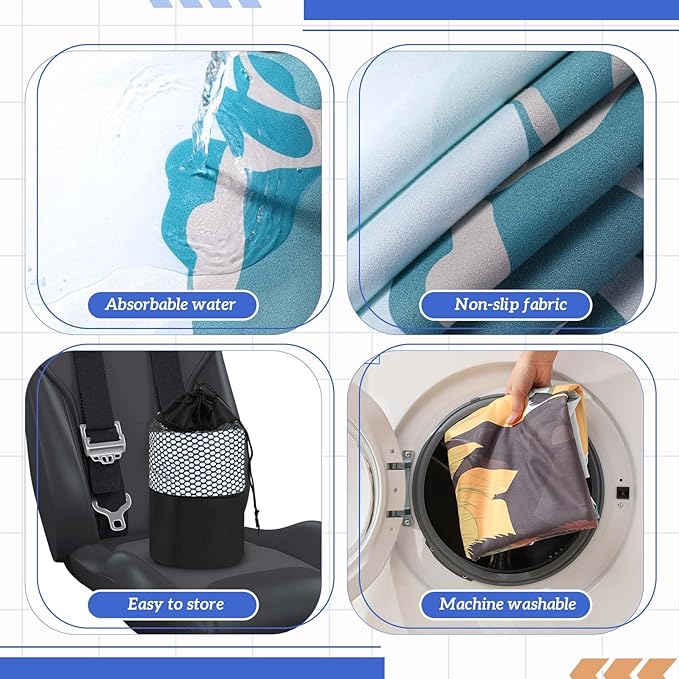 2 Pack Car Seat Towel Covers with Storage Bag 63 x 32 Inch Athletic Running Towel Seat Sweat Washable Non Slip Cover Gift for Car Outdoor Sport Activities (Yellowstone)