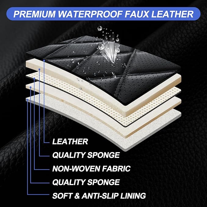 Fit TLX Car Seat Covers for Acura TLX 2014-2025 2026 - Premium Leather, Waterproof, All-Weather, Airbag Compatible, Anti-Slip, Breathable, Easy Install, Seat Protectors, Full Set, Redline