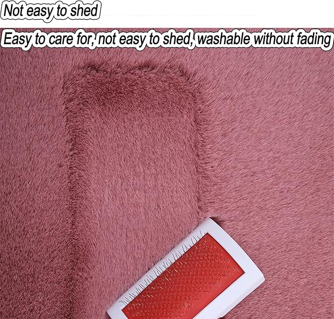 Plush Car Seat Cushion, Soft Warm Fuzzy Faux Rabbit Fur Fluffy Plush Auto Seat Cover Vehicle Car Front and Back Seat Protector Pad with Non-Slip Backing Cushion Interior Universal Fit (Pink1,Front*1)