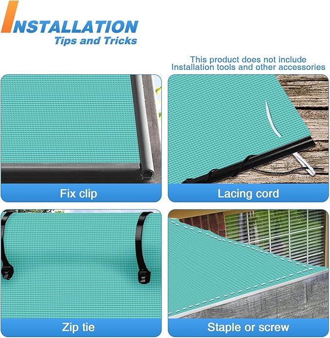 TANG Sun Shade Fabric Roll 8'x121' Shade Cloth for Garden Turquoise Green HDPE Mesh Shading Pergola Cover Replacement Canopy, 95% Blockage Sunshades for Outdoor Patio Backyard Plant