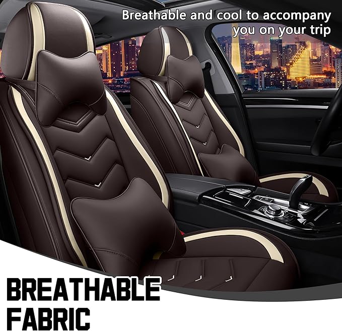 CTDS Car Seat Covers for Chevy Malibu 2000-2026, Stylish Sport Seat Cover, Premium Nappa Leather Car Seat Cover. Automobile Seat Covers Sets.(Luxury 2 Seats/Coffee Color)
