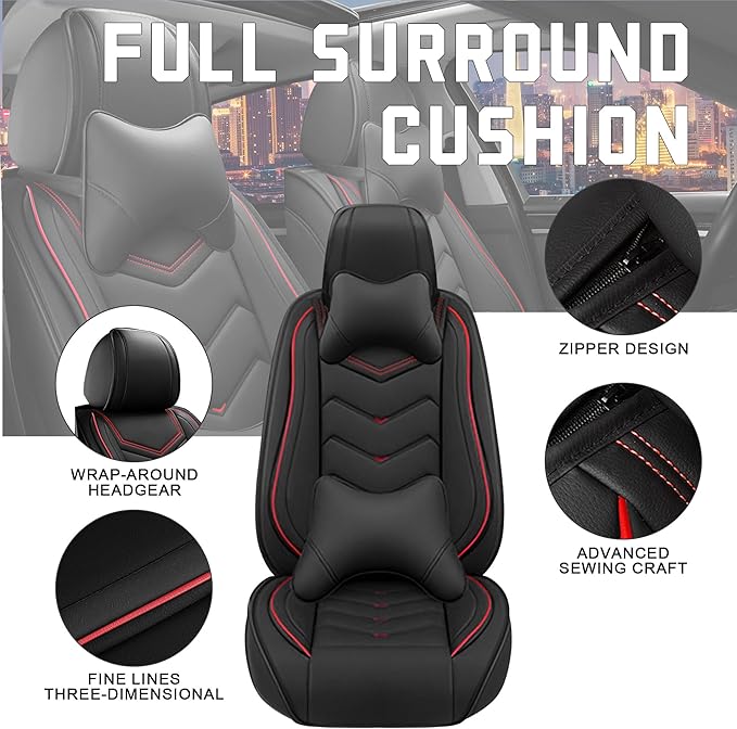 CTDS Car Seat Covers for Nissan Altima 2001-2026, Stylish Sport Seat Cover, Premium Nappa Leather Car Seat Cover. Automobile Seat Covers Sets.(Luxury 2 Seats/Black)