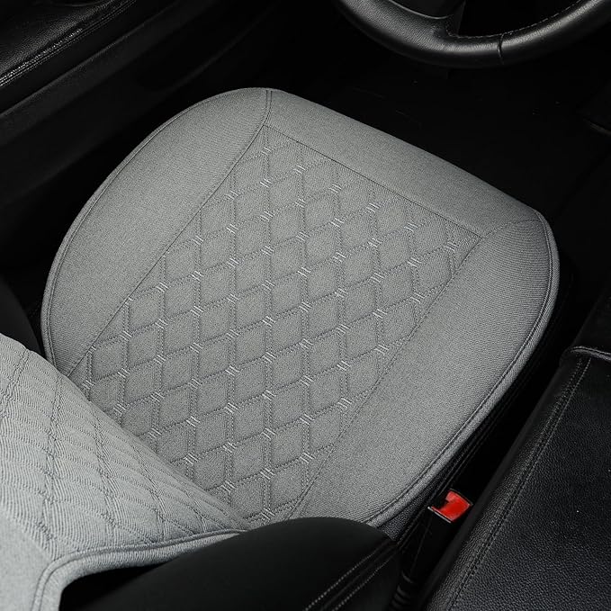 West Llama Linen Car Seat Covers-Breathable & Soft-Front Car Seat Protector Universal Fit 90% Cars,SUVs,Trucks,Diamond Pattern- 1Piece,Gray