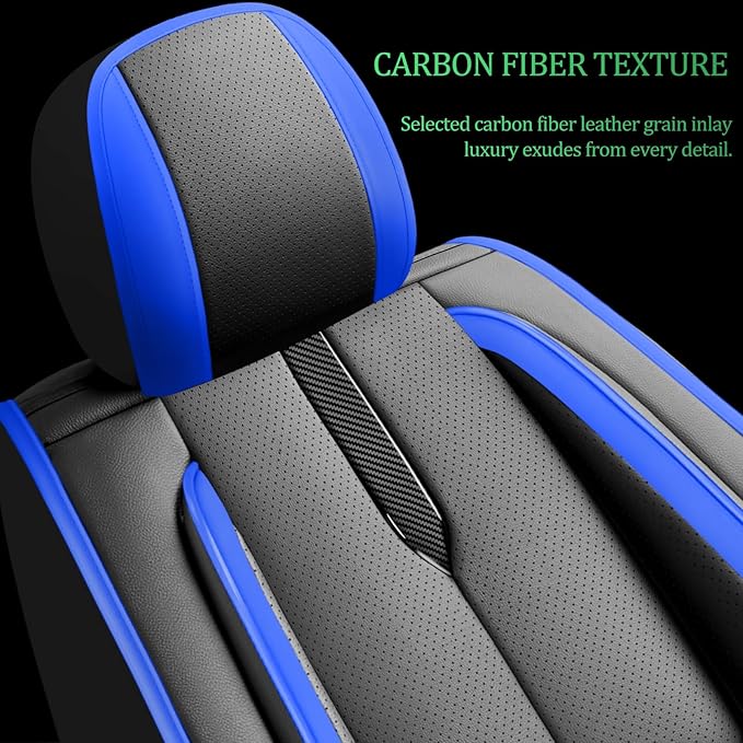 Fit Yaris Car Seat Covers for Toyota Yaris 2008-2018 2019 2020-Upgraded Premium Waterproof & Breathable Leather,Airbag Compatible,All-Weather Seat Cushion Protector,2 Front/Black-Blue