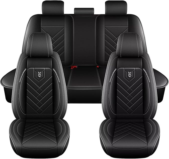AOMSAZTO Car Seat Covers Fit for Cadillac XT5 2017-2026 Seat Cover 5-Seater Full Set Waterproof Faux Leather Automotive Auto Interior Protector Cushion(5 Seats,Black)