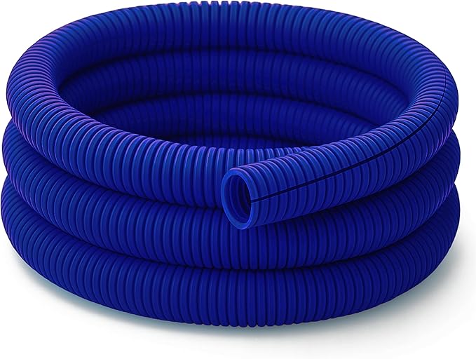 Electriduct Split Wire Loom Tubing Polyethylene Corrugated Flexible Conduit - 1/2" Nominal Size - 10 Feet - Blue