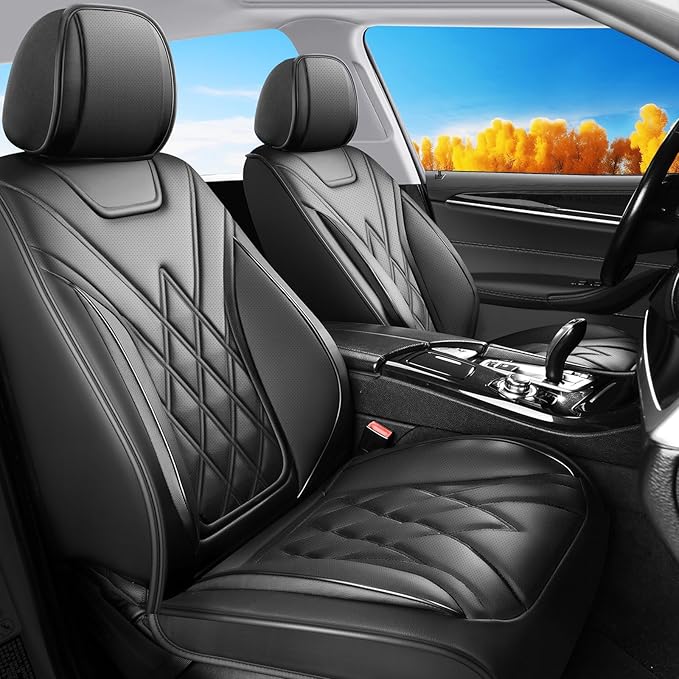 Fit TL Car Seat Covers for Acura TL 2004-2014 - Premium Leather, Waterproof, All-Weather, Airbag Compatible, Anti-Slip, Breathable, Easy Install, Seat Protectors, Full Set, Black