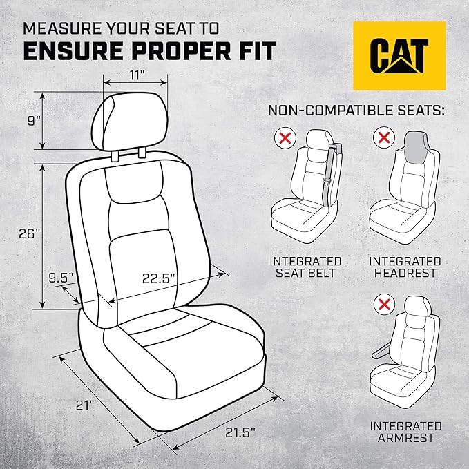 CAT Brown & Black Seat Covers for Cars, Trucks, & SUV - Set of (2) MeshFlex Car Seat Cover Front Seat Protectors - Airbag Compatible Seat Covers for SUV Interior Covers & Seat Cover Accessories