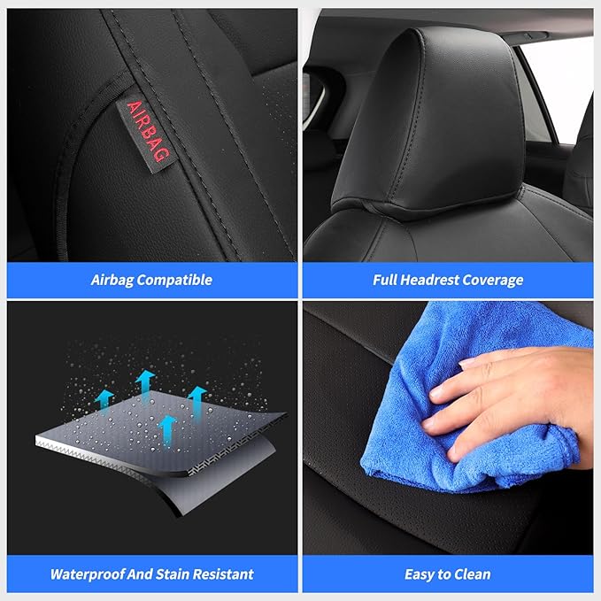 coverdream 2026 Rav4 Seat Covers Custom Fit for 2026 Toyota Rav4 Hybrid (LE,XLE Premium) SUV,Full Set Luxury Waterproof Leather Car Seat Protector