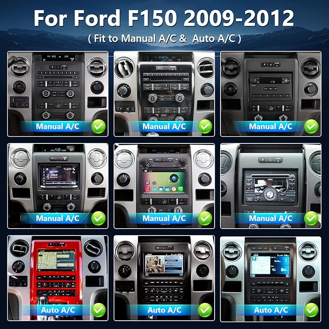 8Core Car Radio for Ford F150 2009 to 2012 XL XLT, 9inch Touchscreen Stereo, Wireless Apple CarPlay & Android Auto, Mirrorlink, 5G WiFi GPS, FM RDS, EQ DSP, Back-Up Camera, SWC, 2G+32G