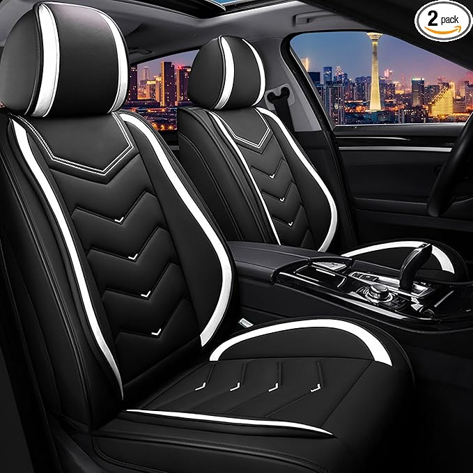 CTDS Car Seat Covers for Nissan Altima 2001-2026, Stylish Sport Seat Cover, Premium Nappa Leather Car Seat Cover. Automobile Seat Covers Sets.(Standard 2 Seats/Black White)