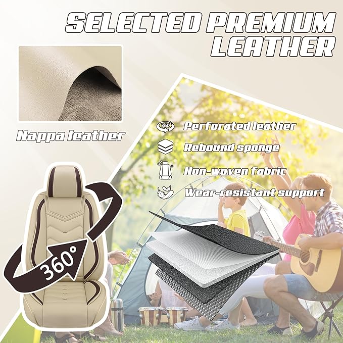 Car Seat Covers Fit for Infiniti g37 2000-2026, Stylish Sport Seat Covers, Waterproof Wear-Resistant Premium Nappa Leather Car Seat Cover.(Full Set/Beige)