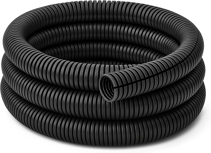 Electriduct Split Wire Loom Tubing Polyethylene Corrugated Flexible Conduit - 1" Nominal Size - 20 Feet - Black