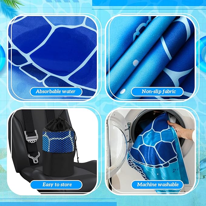 2 Pack Car Seat Towel Covers with Storage Bag 63 x 32 Inch Athletic Running Towel Seat Sweat Washable Non Slip Cover Gift for Car Outdoor Sport Activities (Sea Turtles,Mandala)