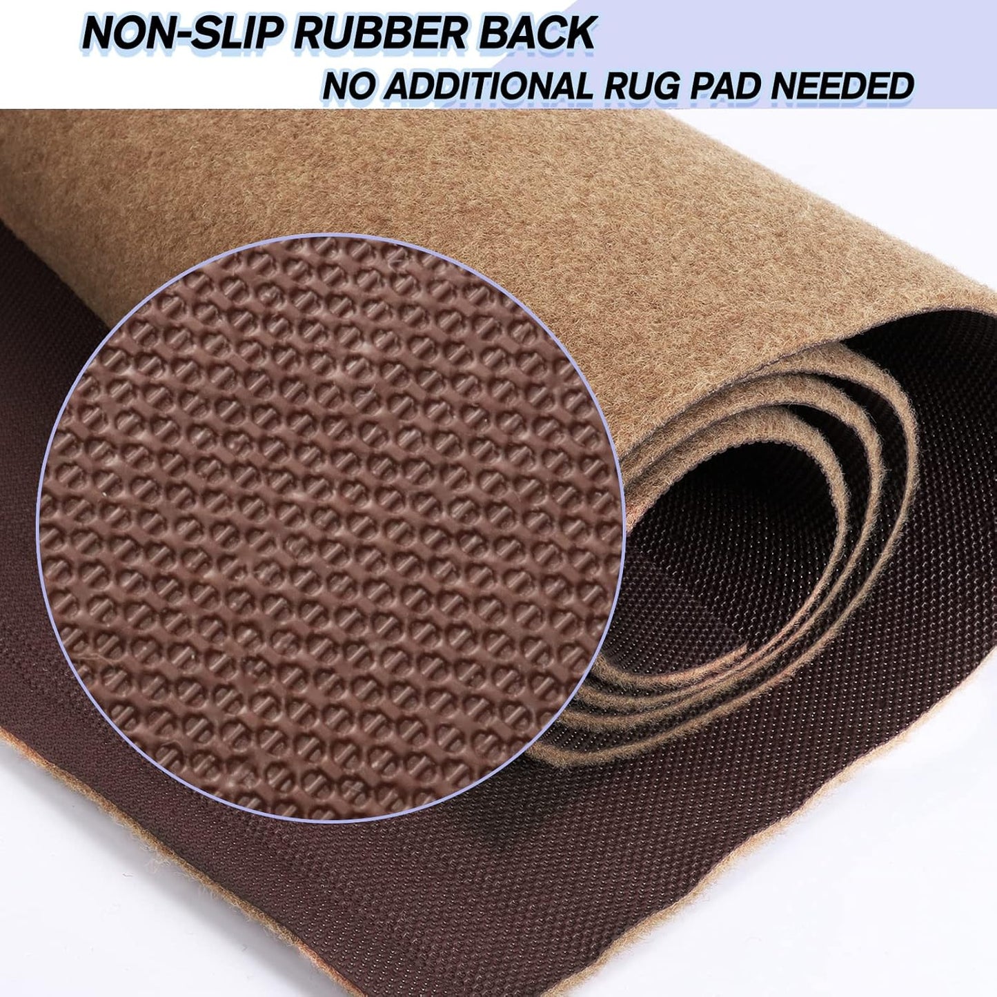 Custom Size Backed Non-Slip Area Rugs Runner, Easy Clean, Waterproof Runner Rugs for Hallway Entryway, Kitchen, Laundry, 3FT x 44FT, Beige