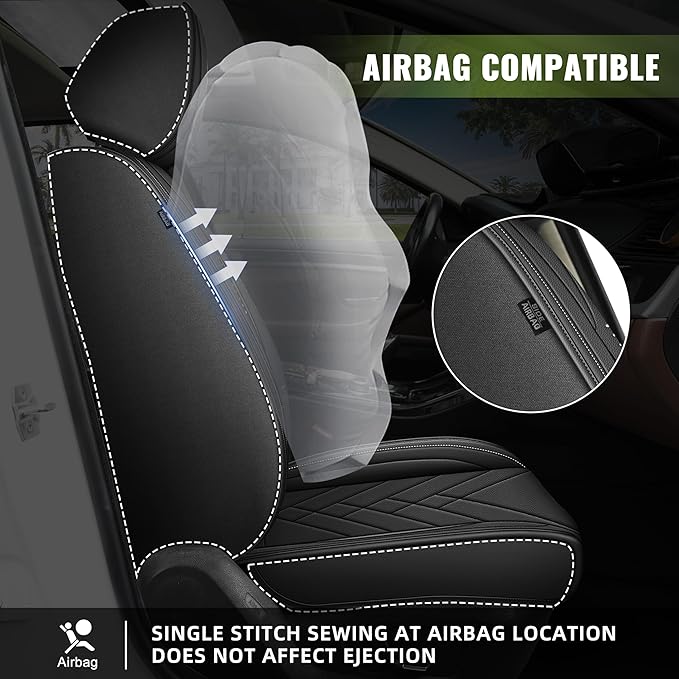 AOMSAZTO Car Seat Cover for Chevrolet Chevy Equinox 2007-2025 2026 Full Set, Leather Car Seat Protector Waterproof, Non Slip Car Seat Cushion, Interior Seat Covers Automotive Accessories - Black