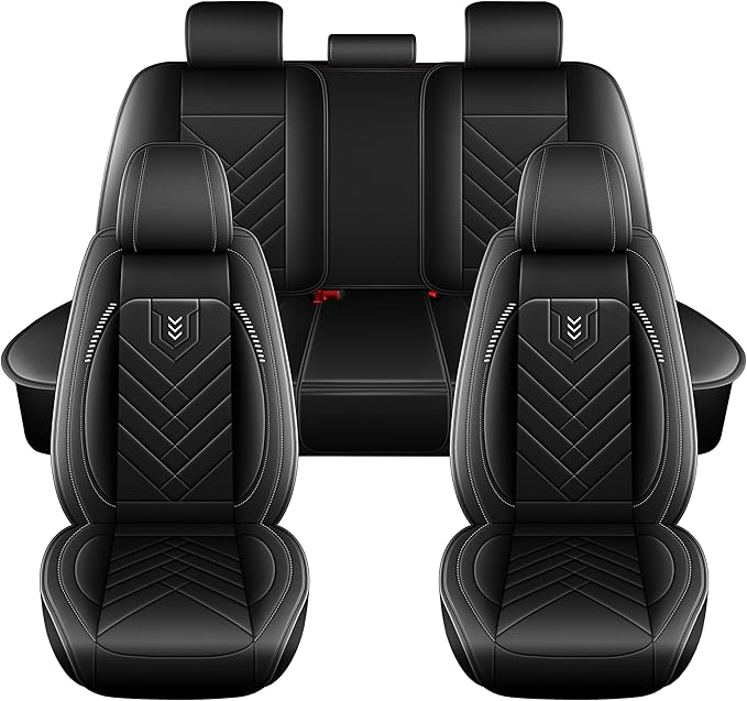 AOMSAZTO Car Seat Cover for Chevrolet Chevy Tahoe 2011-2025 2026 Full Set - Waterproof Faux Leather Seat Protector, Non Slip Car Seat Cushion, Interior Seat Covers Automotive Accessories - Black