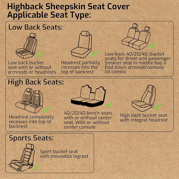 Aegis Cover Premium Australian Merino Sheepskin Car Seat Cover, Easy-Install Summer & Winter Universal Fit for SUV Truck Sedan Most Vehicles (FS-Charcoal)