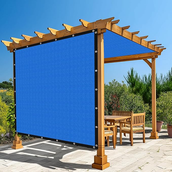 Amagenix 90% Pergola Shade Cover 9' X 13' Sun Shade Cloth with Grommets for Outdoor Garden Patio Porch, Commercial Grade 200 GSM - Cable Zip Ties Included (We Customized) GN108, Blue