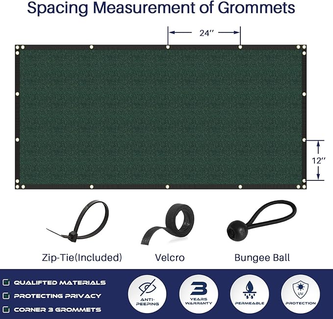 Windscreen4less Privacy Fence Screen Heavy Duty Windscreen Fencing Mesh Fabric Shade Net Cover for Outdoor Wall Garden Yard Pool Deck, 8'x290' Green