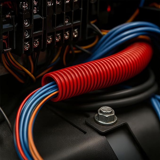 Electriduct Split Wire Loom Tubing Polyethylene Corrugated Flexible Conduit - 1/2" Nominal Size - 20 Feet - Black