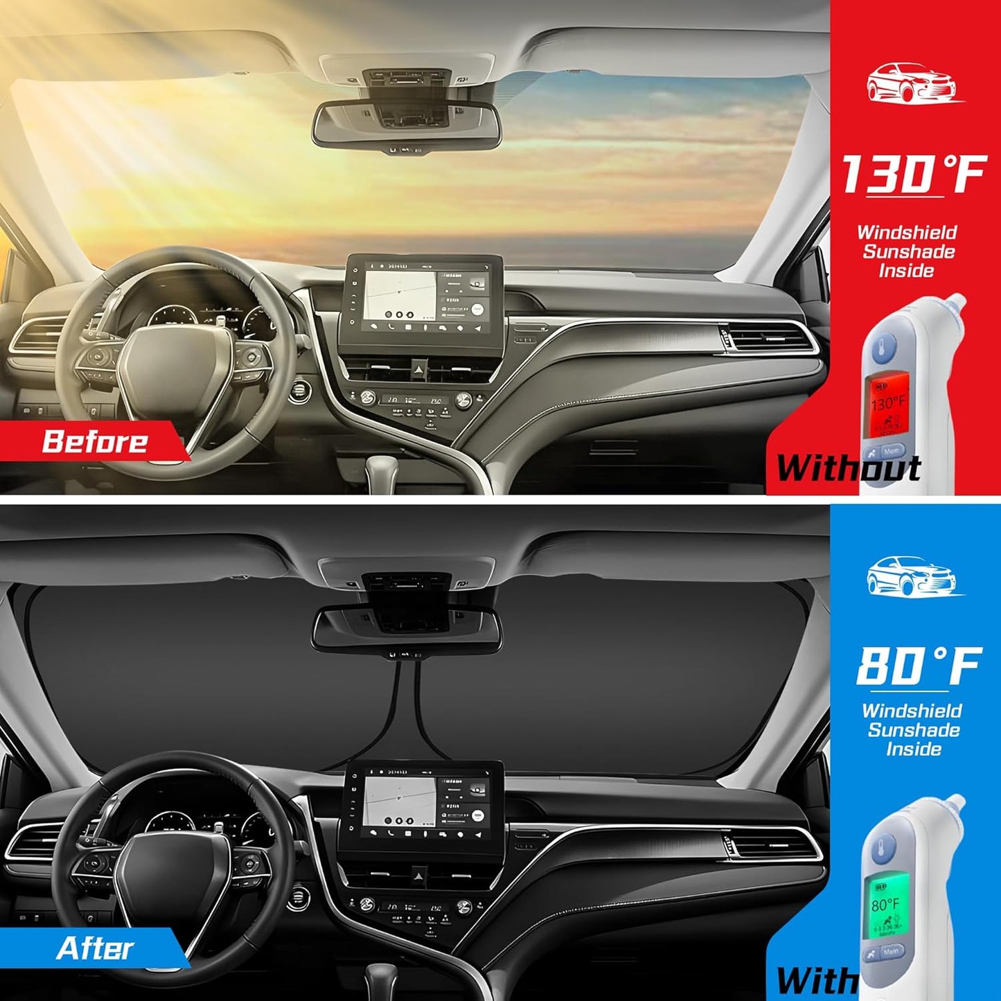 ARISMOTOR Windshield Sun Shade for Toyota Prius/Prius Prime Hatchback 2023-2025, Custom Fit Foldable Front Window Sunshade Sun Visor Protector, Block UV Rays Keep Your Car Cooler