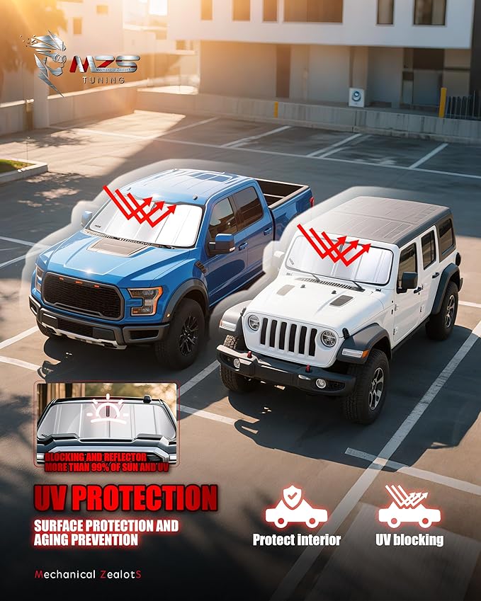 MZS Windshield Sun Shade Compatible with Crosstrek 2024-2026 / Impreza 2024-2026, Foldable Car Sun Shade Shield with Storage Pouch, Front Window Visor Sunshade Accessories for Interior Protector