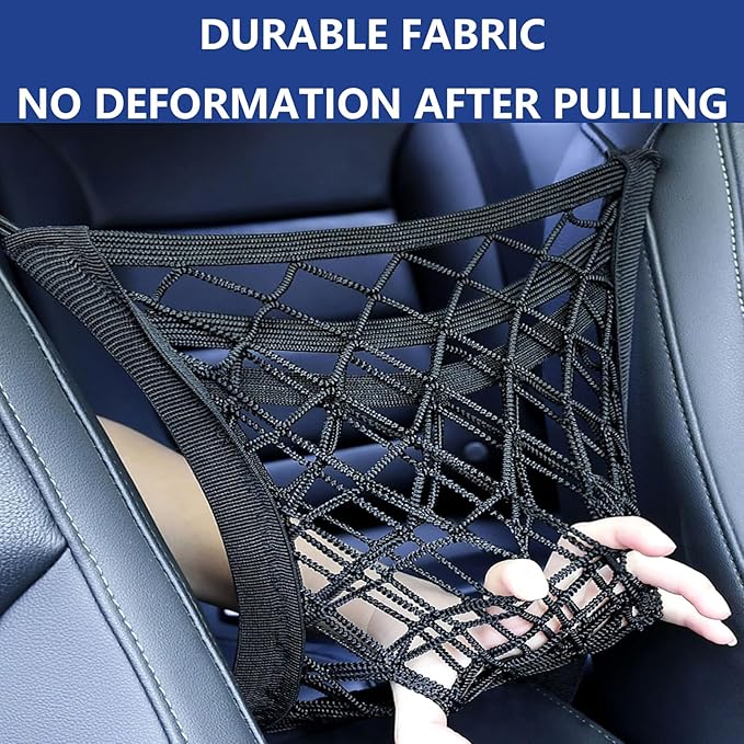 Car Mesh Organizer for Honda Ridgeline 2005-2025 YD/YK,Seat Back Net Bag,Barrier of Backseat Pet Kids,Cargo Tissue Purse Holder,Driver Storage Elastic Netting Pouch,B-Small