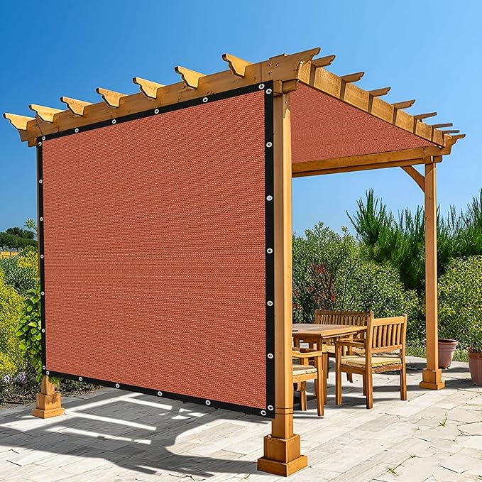 Amagenix 90% Pergola Shade Cover 6' X 13' Sun Shade Cloth with Grommets for Outdoor Garden Patio Porch, Commercial Grade 200 GSM - Cable Zip Ties Included (We Customized) GN108, Rust Red