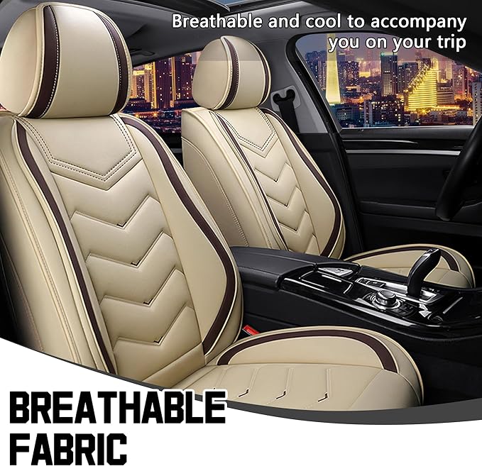 CTDS Car Seat Covers for Honda HR-V 2016-2026, Stylish Sport Seat Cover, Premium Nappa Leather Car Seat Cover. Automobile Seat Covers Sets.(Standard 2 Seats/Beige)