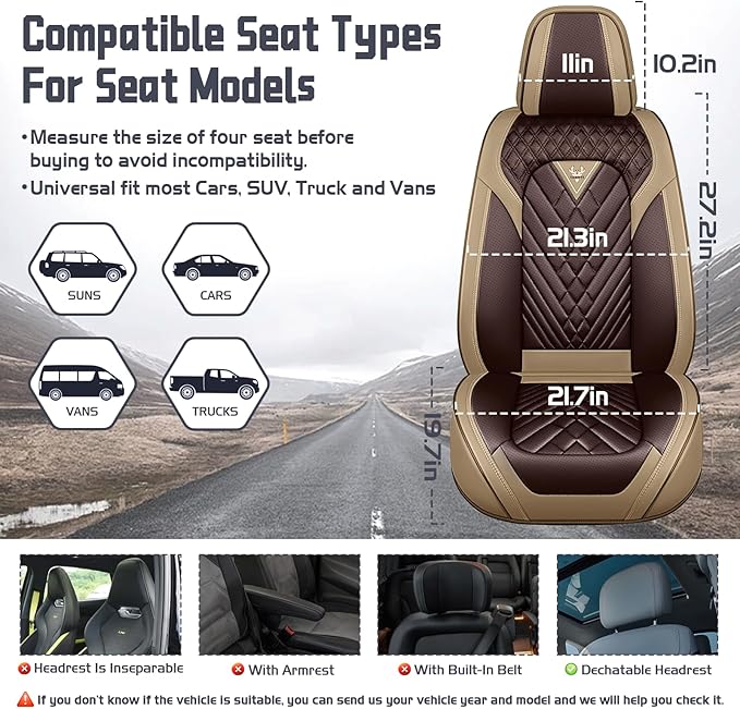 Truck Seat Covers for Ford Bronco 2021-2026, Waterproof Premium Leather Full Coverage Car Seat Cover, Muscle Sport Style Auto Interior Seat Cover Sets (Full Set/Brown Coffee)