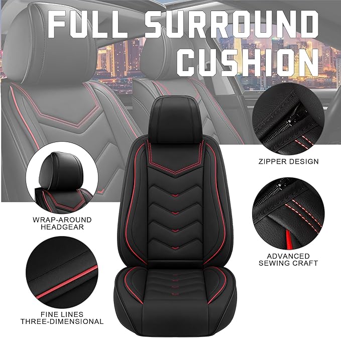 CTDS Car Seat Covers for Jeep Grand Cherokee L 2021-2026, Stylish Sport Seat Cover, Premium Nappa Leather Car Seat Cover. Automobile Seat Covers Sets.(Standard 5 Seats/Black)