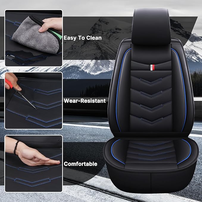 Car Seat Cover 8 Seats for Hyundai Palisade 2020-2025, Durable Wear Resistant Waterproof Sport Seat Cover, Breathable No Odor Premium Leather Vehicle Seat Covers.(Standard,Black Blue)