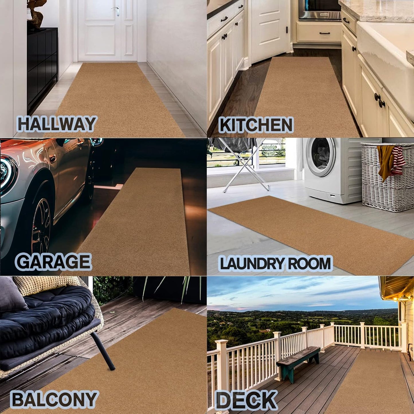 Custom Size Backed Non-Slip Area Rugs Runner, Easy Clean, Waterproof Runner Rugs for Hallway Entryway, Kitchen, Laundry, 4FT x 40FT, Beige