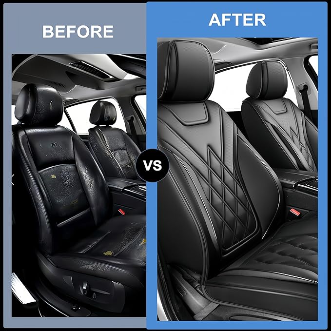 Fit TLX Car Seat Covers for Acura TLX 2014-2025 2026 - Premium Leather, Waterproof, All-Weather, Airbag Compatible, Anti-Slip, Breathable, Easy Install, Seat Protectors, Full Set, Black