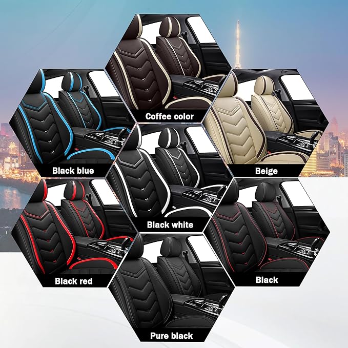 CTDS Car Seat Covers for Toyota RAV4 2000-2026, Stylish Sport Seat Cover, Premium Nappa Leather Car Seat Cover. Automobile Seat Covers Sets.(Standard 2 Seats/Black White)