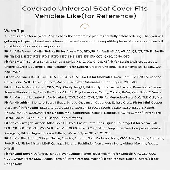 Coverado Car Seat Covers, Front Seat Cover for Cars, 2 Pack Premium Leather Seat Cover, Universal Seat Cover, Waterproof Car Seat Protector, Automotive Seat Cushion Fit for Most Vehicles (Black&Red)