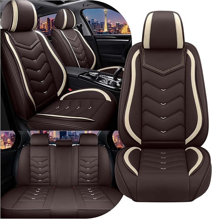 CTDS Car Seat Covers for Jeep Grand Cherokee L 2021-2026, Stylish Sport Seat Cover, Premium Nappa Leather Car Seat Cover. Automobile Seat Covers Sets.(Standard 5 Seats/Coffee Color)