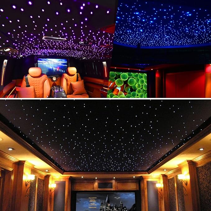 CHINLY 550pcs Starlight Headliner Kit, Upgraded Twinkle Lights, RGBW Fiber Optic Lights, Car Star Lights for Ceiling Car Theater, 0.03in 9.8ft