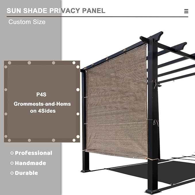 Alion Home Sun Shade Privacy Panel with Grommets and Hems on 4 Sides for Patio, Awning, Window, Pergola or Gazebo - Mocha Brown (10' x 4')