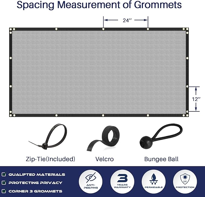 Windscreen4less Privacy Fence Screen Heavy Duty Windscreen Fencing Mesh Fabric Shade Net Cover with Brass Grommtes for Outdoor Wall Garden Yard Pool Deck, 8'x273' Light Gray