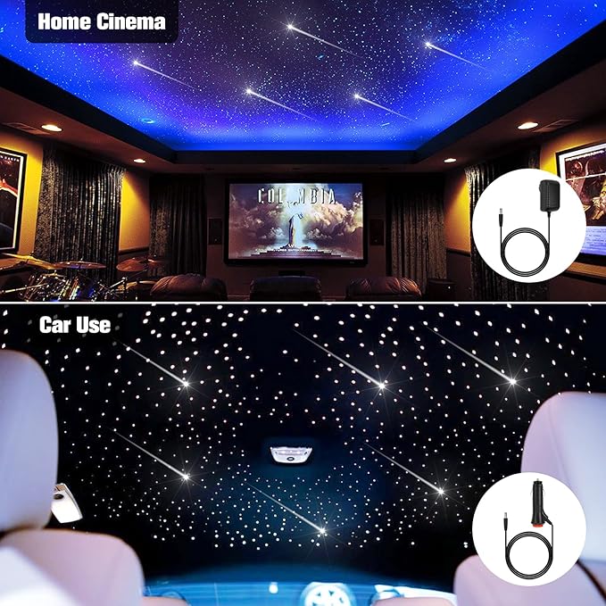 CHINLY Starlight Headliner Kit Meteor, 550pcs 9.8ft 0.03in 16W Star Lights for Car, Fiber Optic Star Ceiling Light, RGBW Bluetooth APP+Remote+Star Light Headliner Kit for Home Theater