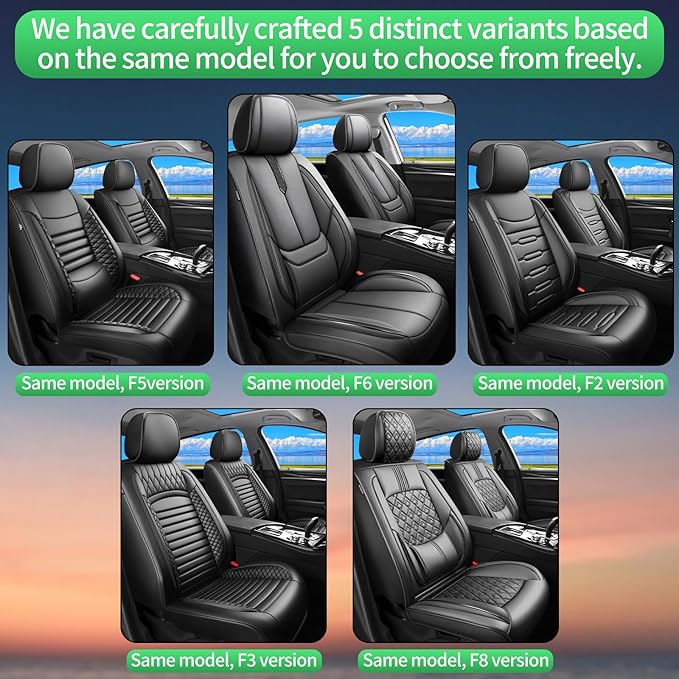 Fit Tucson Car Seat Covers for Hyundai Tucson 2010-2024 2025 2026 -Upgraded Premium Waterproof & Breathable Leather,Airbag Compatible,All-Weather Seat Cushion Protector,Full Set,Black