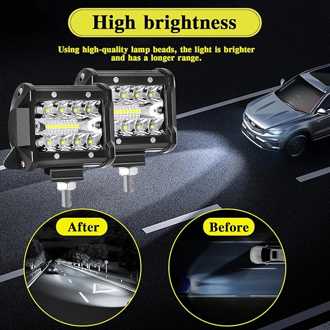WINBANG LED Light Pods for Trucks, 4 Inch LED Light Bar 60W Spot Flood Combo Driving Fog Off Road Lights Work Light 24V 12V for Motorcycles Pickup SUV ATV UTV Boat,20Pack