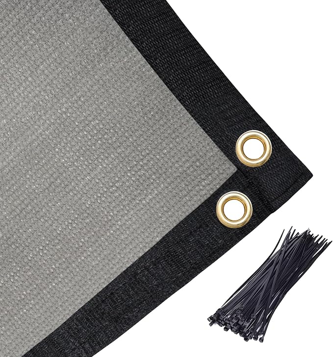 Amagenix 90% Shade Fabric 5'X 13' Gray Sun Shade Cloth with Grommets for Pergola Replacement Shade Cover Canopy, Heavy Duty, Cable Zip Ties Included (We Customized)