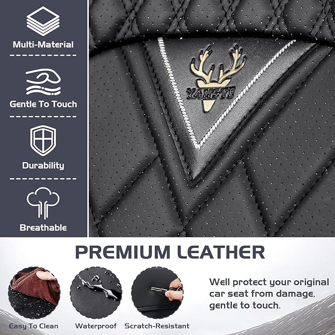 Truck Seat Covers for Ram 2500 2009-2026, Waterproof Premium Leather Full Coverage Car Seat Covers, Muscle Sport Style Auto Interior Seat Cover Sets (Full Set/Black)