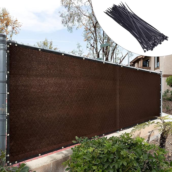 Royal Shade Custom Size 6' x 70' Brown Fence Privacy Screen Windscreen Cover Netting Mesh Fabric Cloth - Cable Zip Ties Included (We Make Custom Size)
